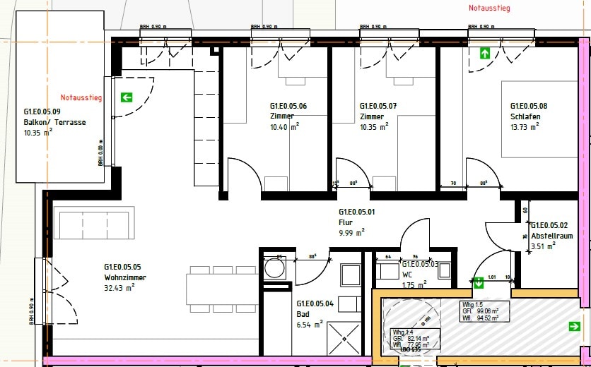 Grundriss W 1.5 Erdgeschosswohnung Horb